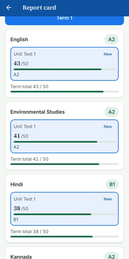 EduCampusOS report card screen